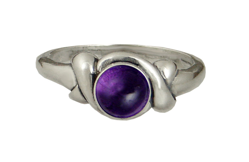 Sterling Silver Lover's Knot Ring With Amethyst Size 6